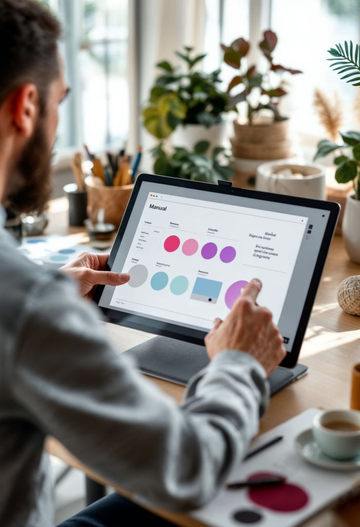 freepik diseador elaborando un manual de marca en pantalla 54196